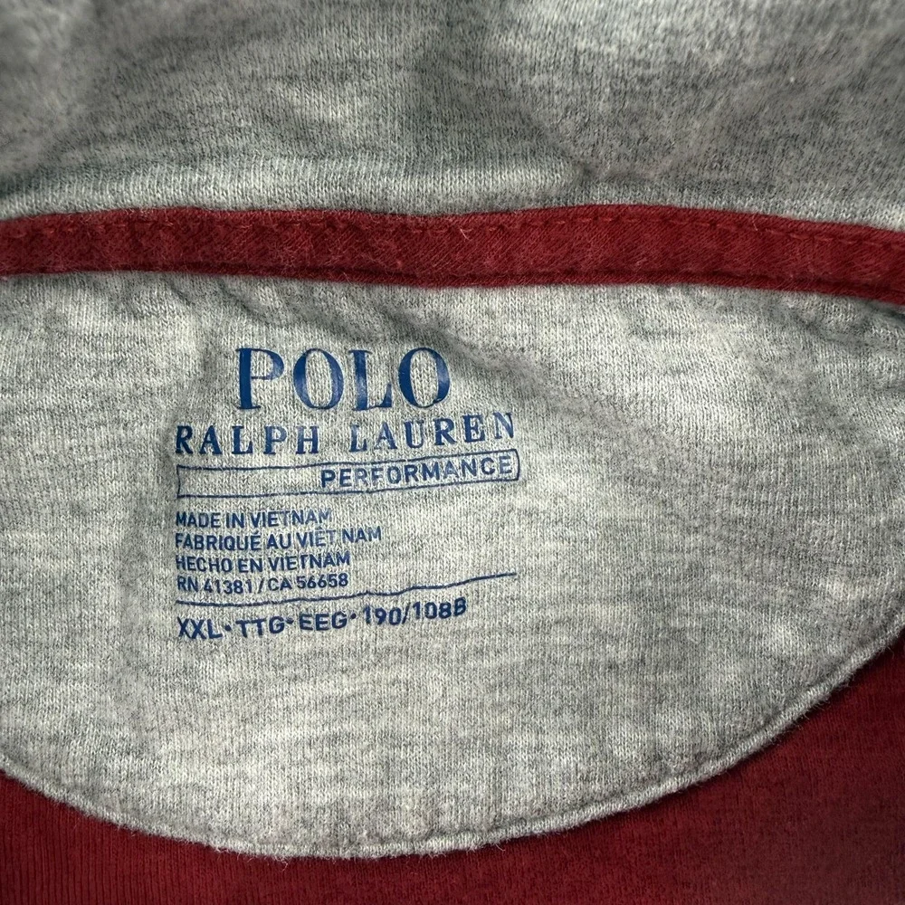 Polo Ralph Lauren Sweatshirt Mens 2XL Red Performance 1/4 Zip Mock Neck Fleece